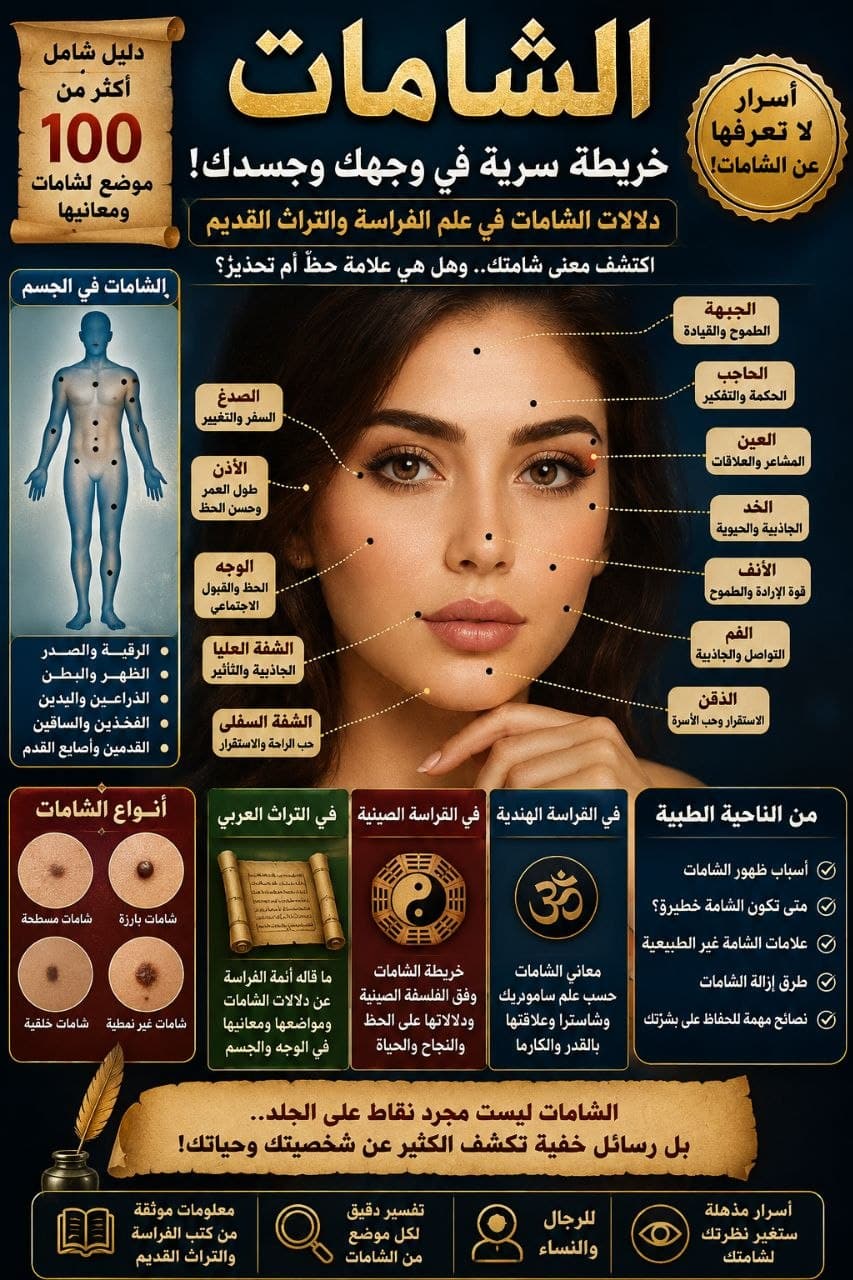 دلالات الشامات في علم الفراسة: كيف تكشف شخصيتك من علامات وجهك؟ 100