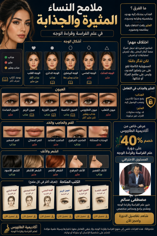 ملامح النساء المثيرة والجذابة في علم الفراسة وقراءة الوجه